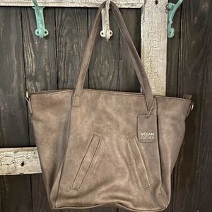 NWOT Antik Kraft Gray Faux Leather Tote//Shoulder Crossbody Purse.